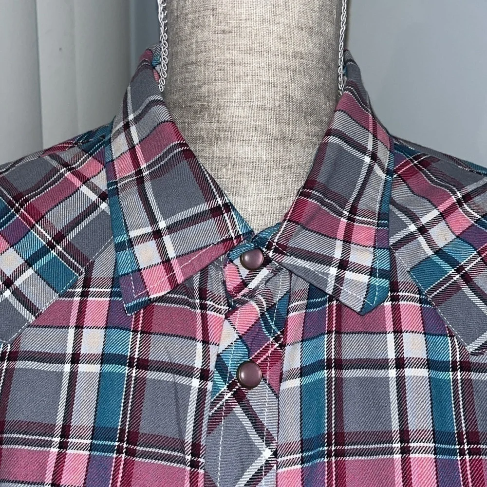 Jachs Just a Cheap Shirt Western Long Sleeve Plaid Cotton Pockets Size L